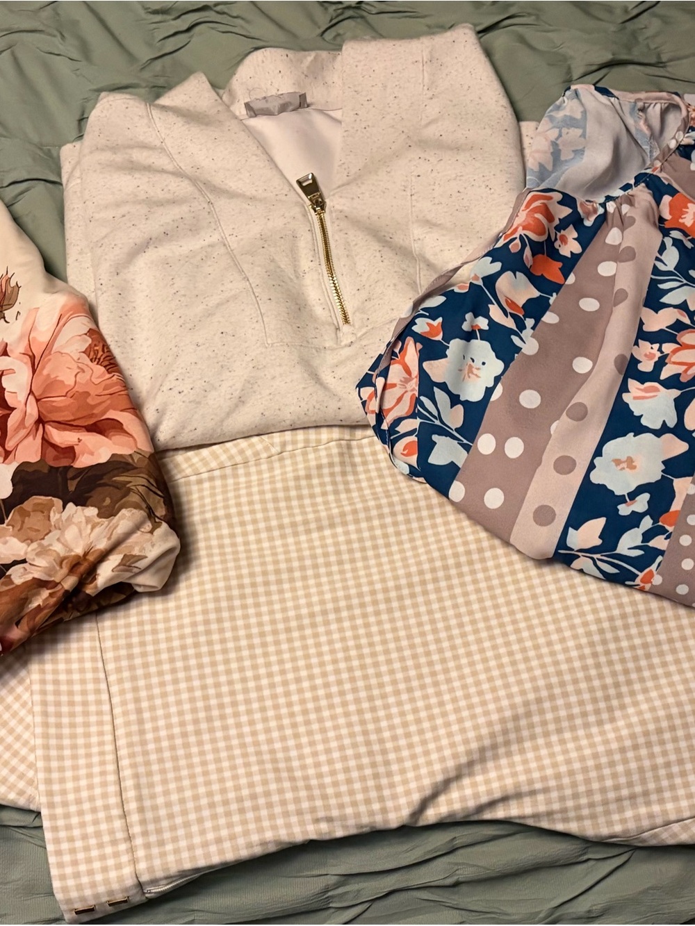 BUNDLE DEAL:  Gingham Calvin Klein pants w/ THREE blouses